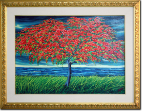 Franco Azzinari - Flamboyant - L'Albero della Fortuna cm 50X70 anno 2010