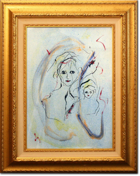 Ernesto Treccani - Maternità - cm 35X50 - Tecnica mista su cartoncino BKM