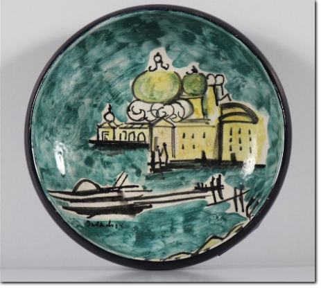 Remo Brindisi - Piatto Decorato - cm 20X6.5 - Firmato in basso a sinistra